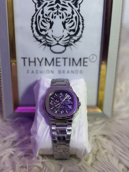 Silver Skeleton Automatic Watch