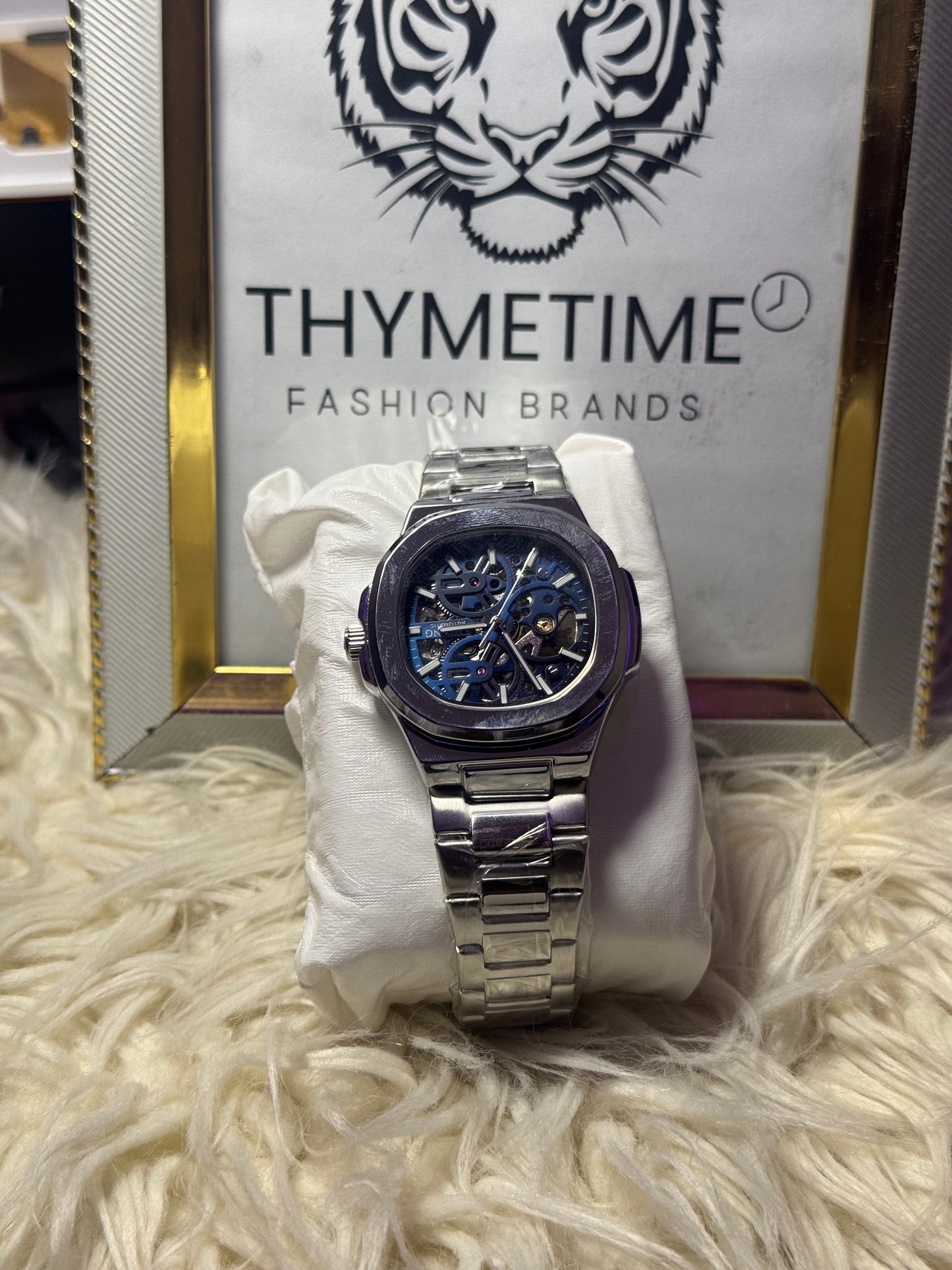 Silver Skeleton Automatic Watch