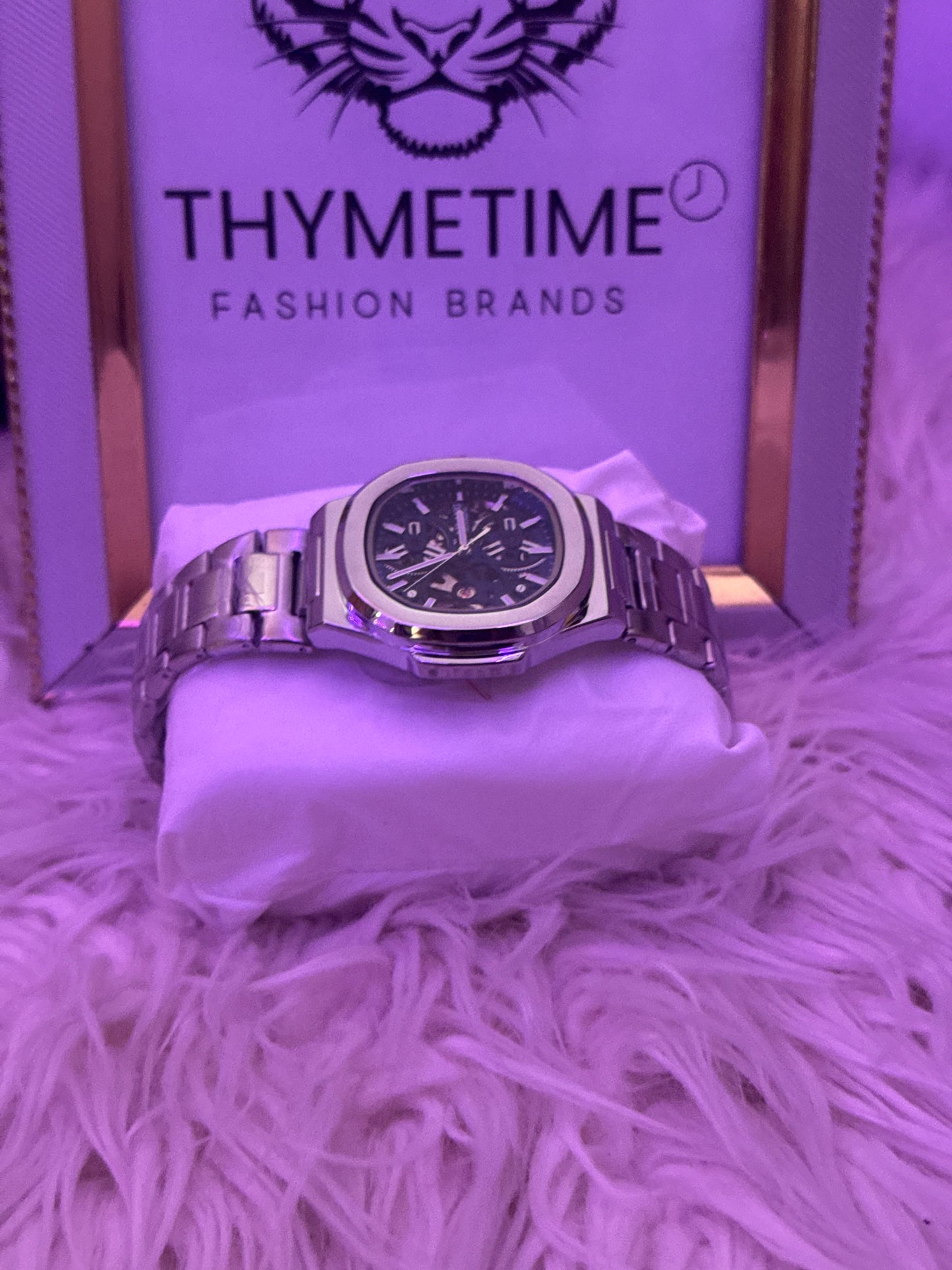 Silver Skeleton Automatic Watch