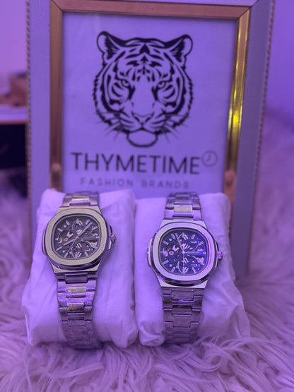 Silver Skeleton Automatic Watch